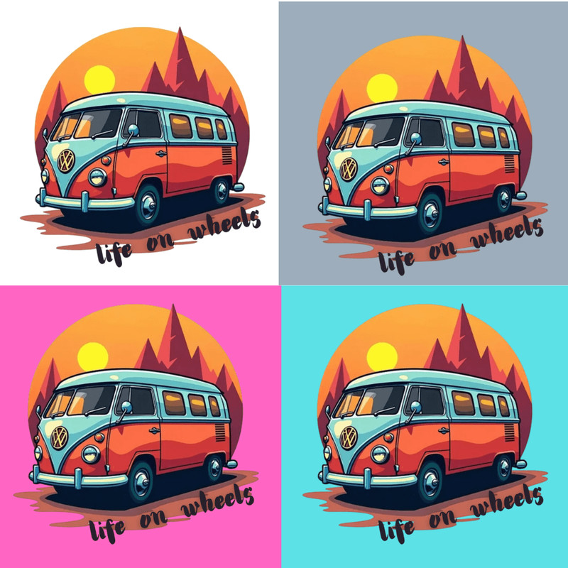 Van Surfing Clipart Caravan Surf Clipart Surfing Sublimation High Quality Transparent Background T 2