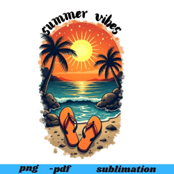 summer vibes png, sublimation design, colorful summer clipart, beach digital image, tropical png, t-shirt design, instan