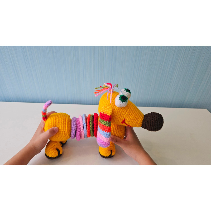 Handmade Crochet Multicolor Educational Dog 1