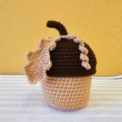 handmade decorative crochet acorn basket box