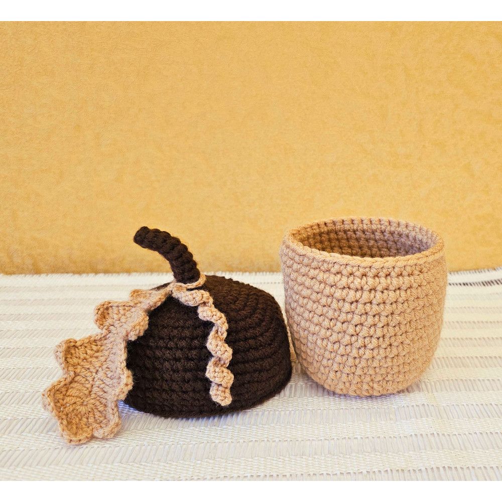 Handmade Decorative Crochet Acorn Basket Box 1