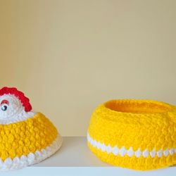 handmade crochet chicken basket