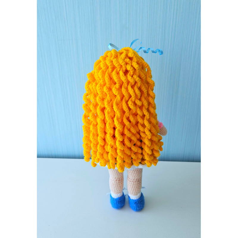 Handmade Crochet Doll In Removable Blue Dress 1