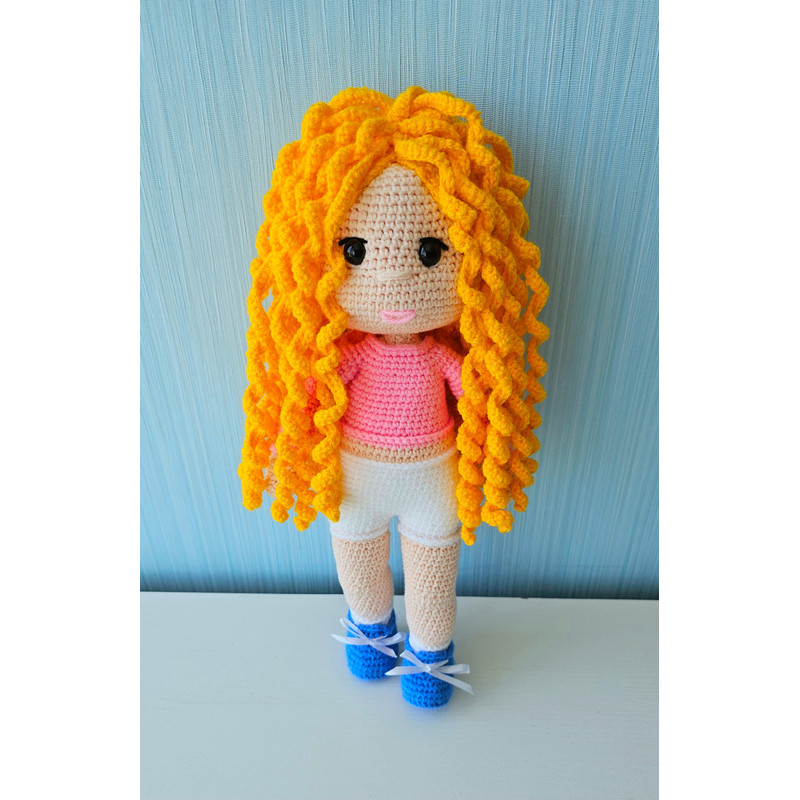 Handmade Crochet Doll In Removable Blue Dress 2