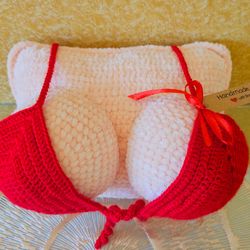 handmade crochet plush boobs pillow for adults