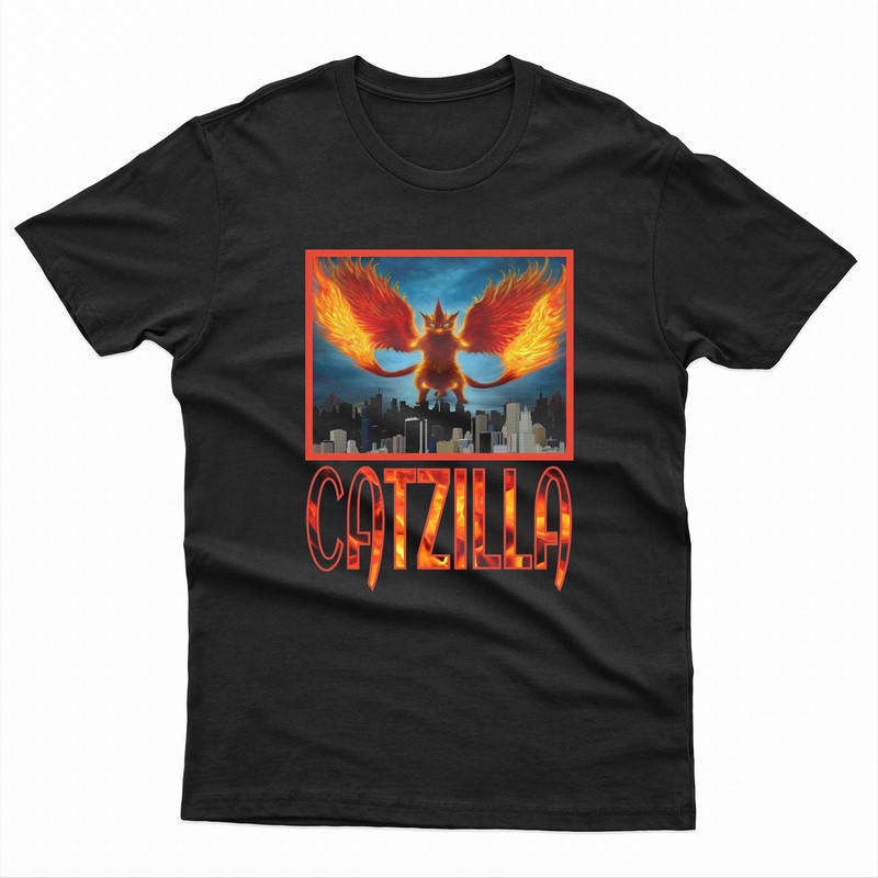 Catzilla Cat Standing In A Destroyed City Street Copy Mens TShirt 0
