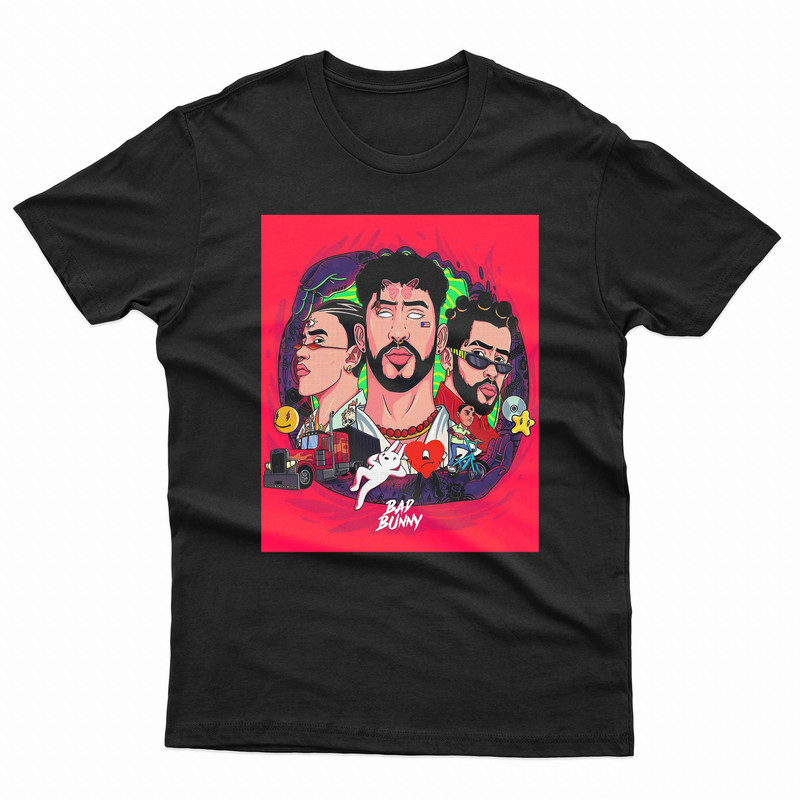 Bad Bunny Cool Illustration Collage TShirt 0