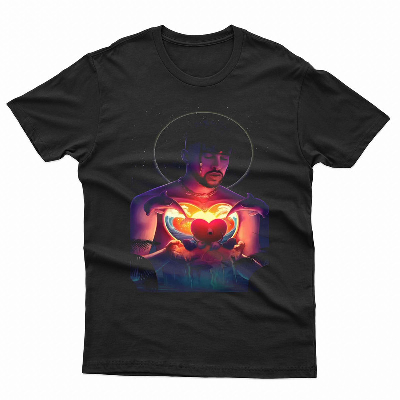 Bad Bunny Flaming Heart TShirt 0