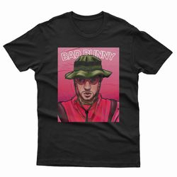 bad bunny pink glasses t-shirt