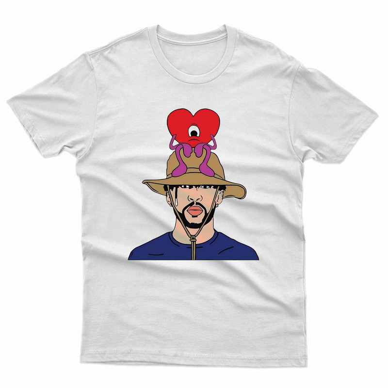 Bad Bunny Red Heart Bucket Hat TShirt 0