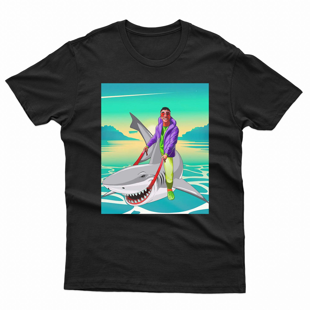 Bad Bunny Riding A Shark TShirt 0