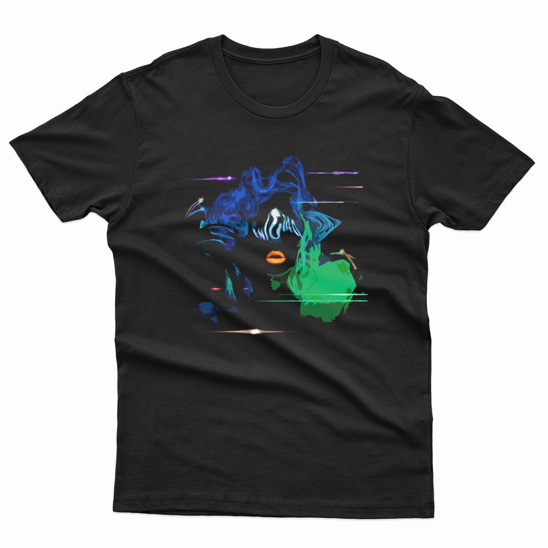 Enigma Lady Gaga Blue Neon Sillhouete TShirt 0