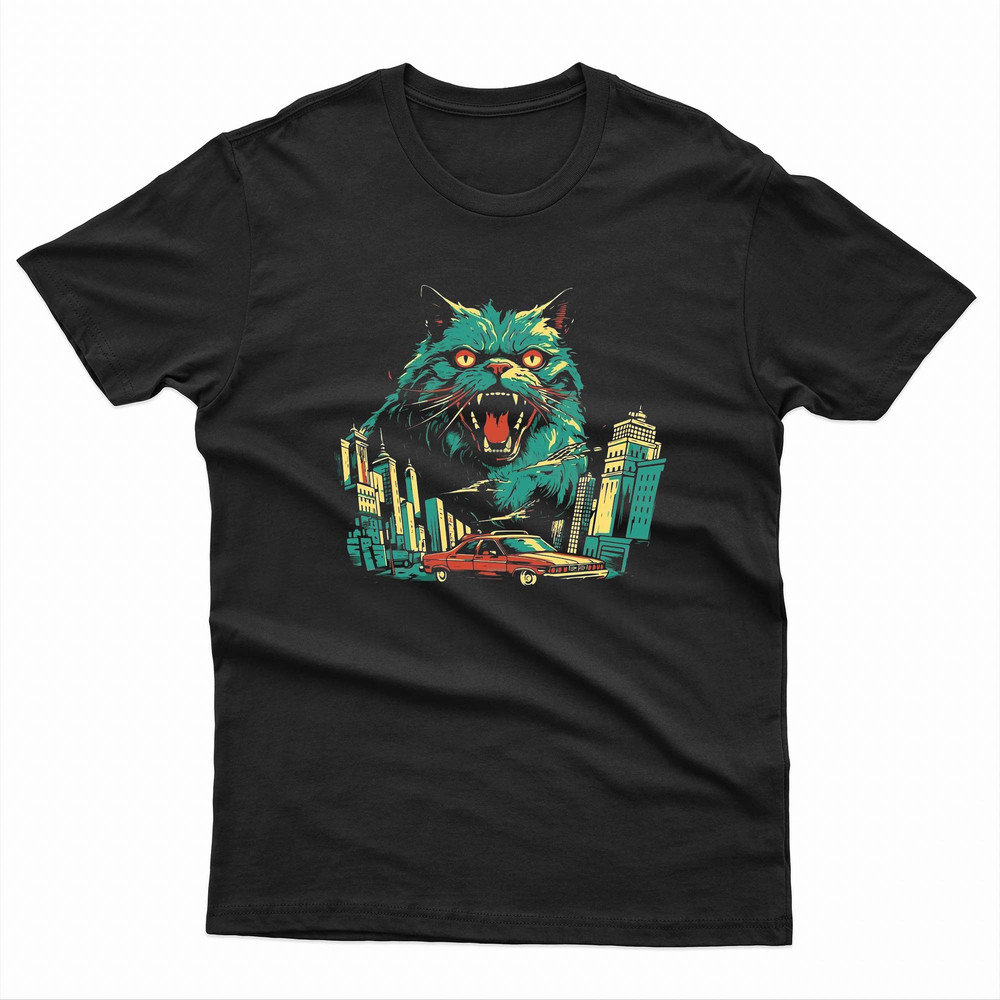 Funny Catzilla Attack The City TShirt 0