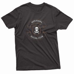 anti social club with funny skull t-shirt