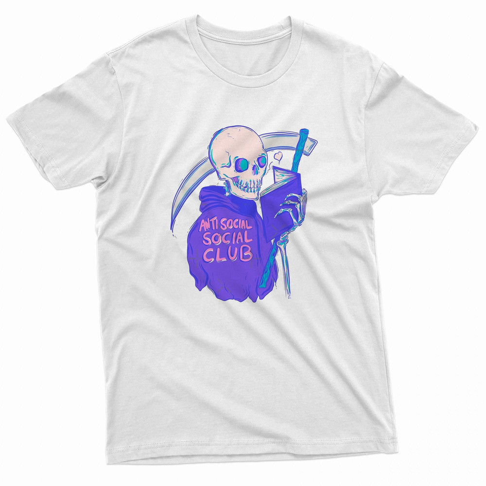 Pink And Purple Skeleton Grim Reaper Anti Social Social Club TShirt 0
