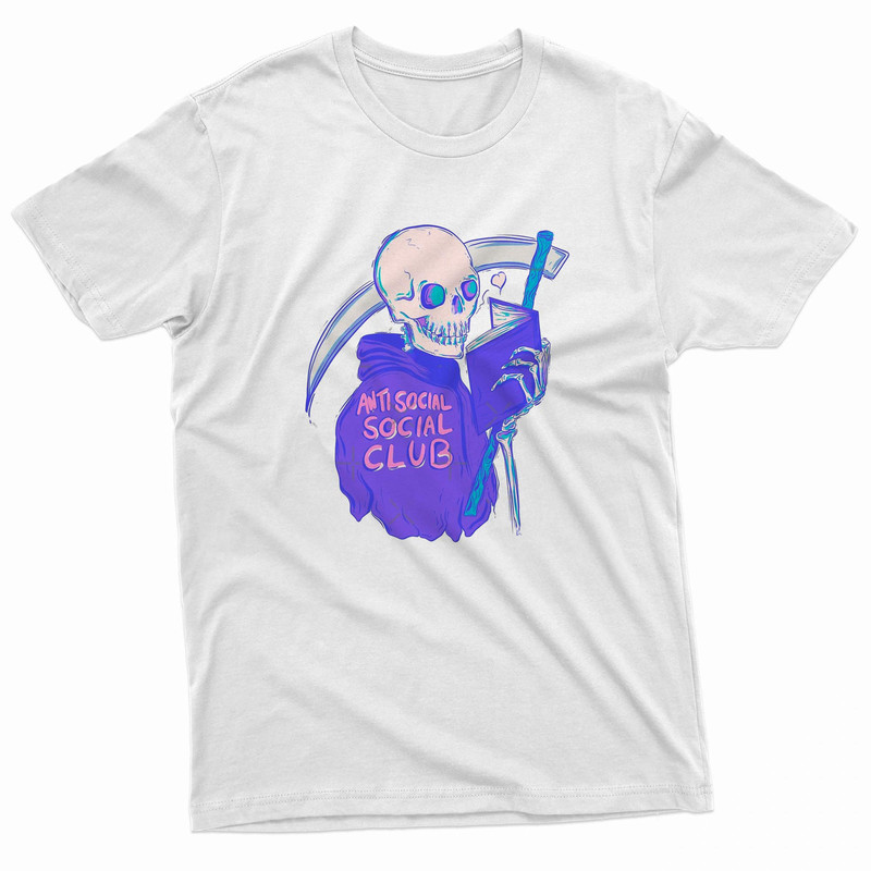 Pink And Purple Skeleton Grim Reaper Anti Social Social Club TShirt 0