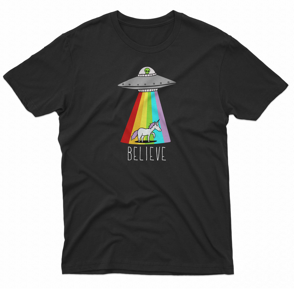 Alien And Unicorn Believe TShirt 0