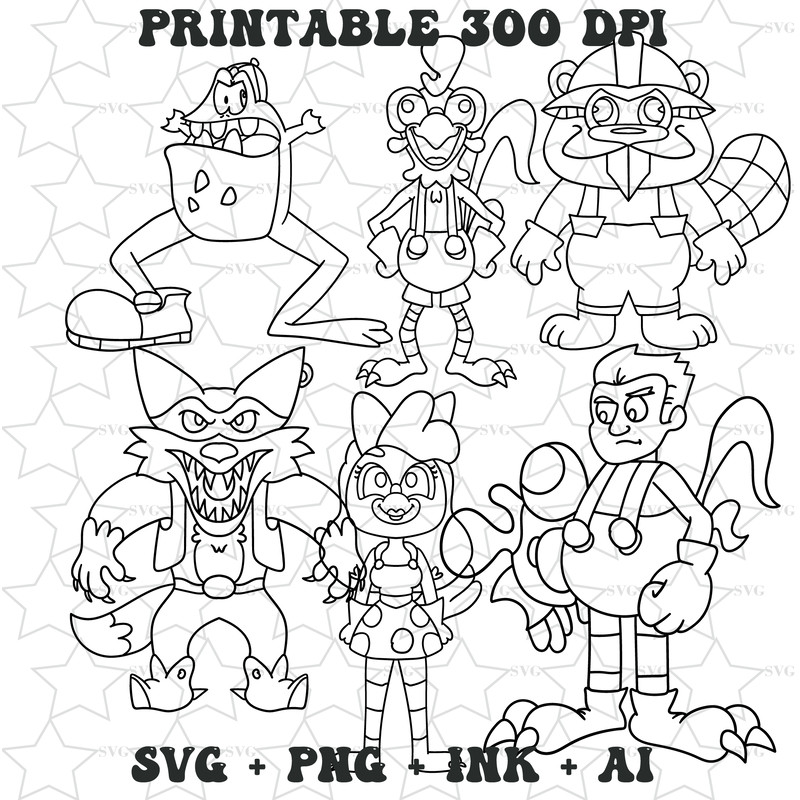 Vector Pack Jaxon JackylBarney BeavertonRoofus RibbitRichard In Clucky Easy To Edit With SVGPNGInk Ai File 1