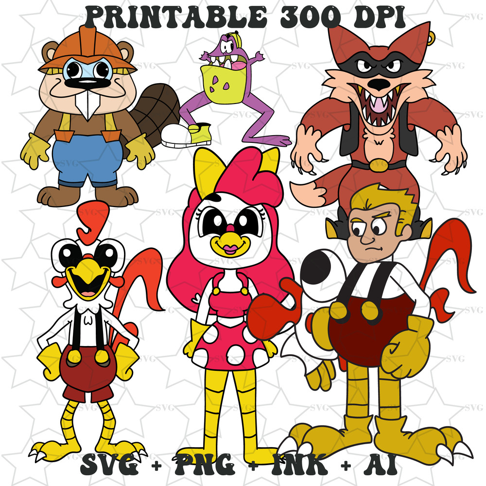 Vector Bundle Jaxon JackylBarney BeavertonRoofus RibbitRichard In Clucky Easy To Edit With SVGPNGInkAi File 1