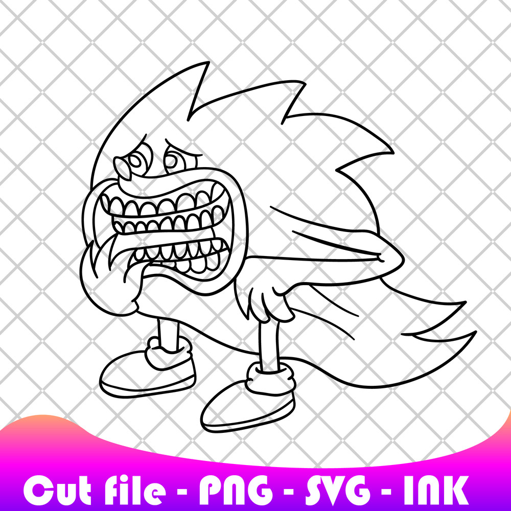 Shin Sonic SVG PNG Ink Coloring Pages Printable Editable Vector Instant Download SVG 1
