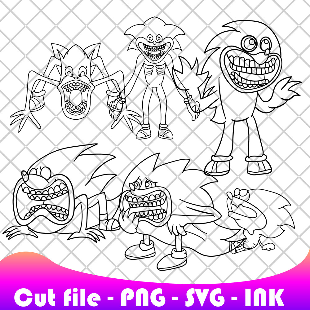 Bundle Shin Sonic SVG PNG Ink Coloring Pages Printable Editable Vector Instant Download SVG 1