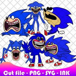 bundle shin sonic svg, png, ink, coloring pages printable, editable vector, instant download., svg