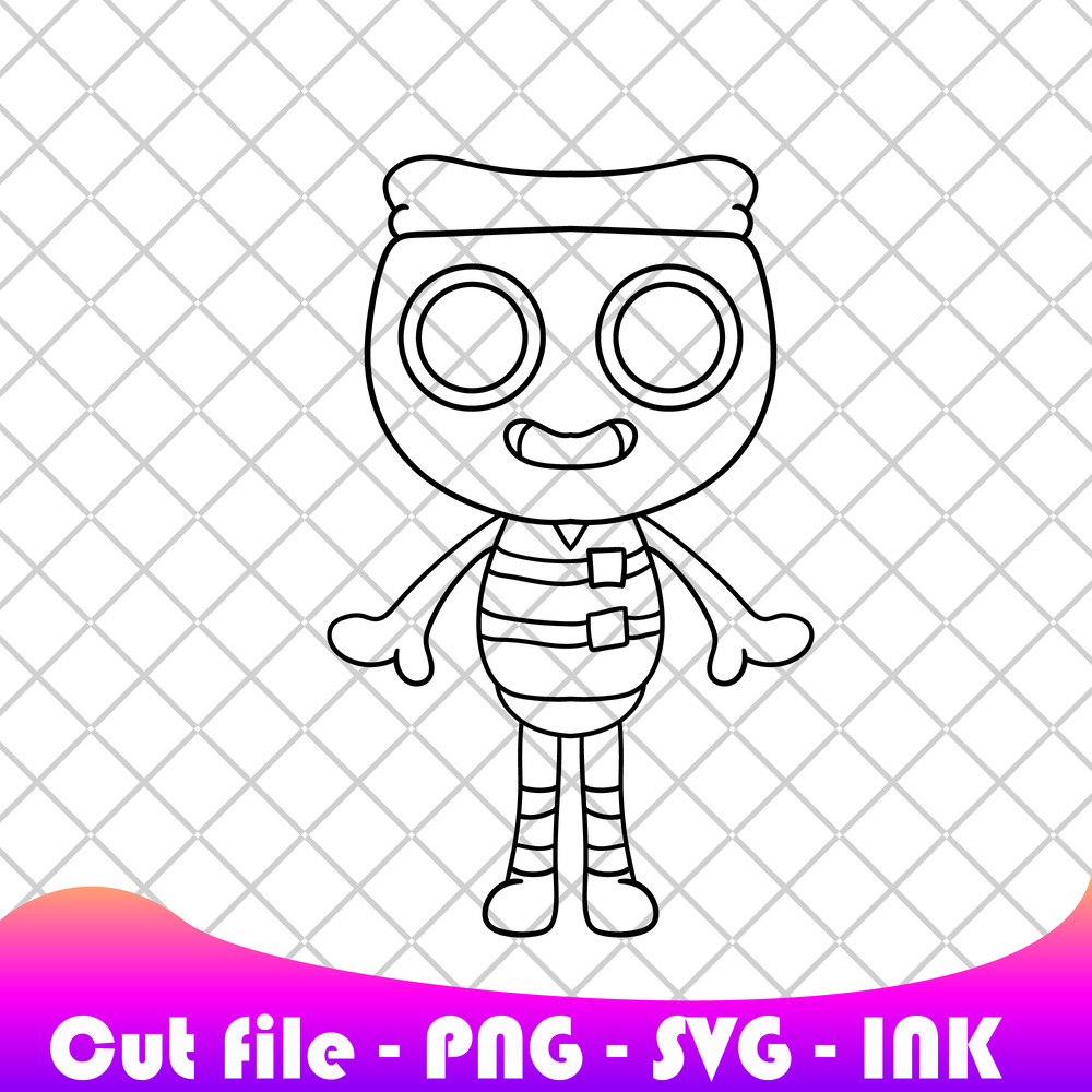 Dandy World SVG Finn SVG PNG Ink Coloring Pages Printable Editable Vector Instant Download 1