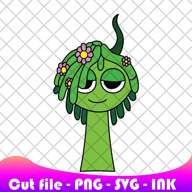 Sprunki Increedibox Green Vineria SVG PNG Ink Coloring Pages Printable Editable Vector Instant Down 0