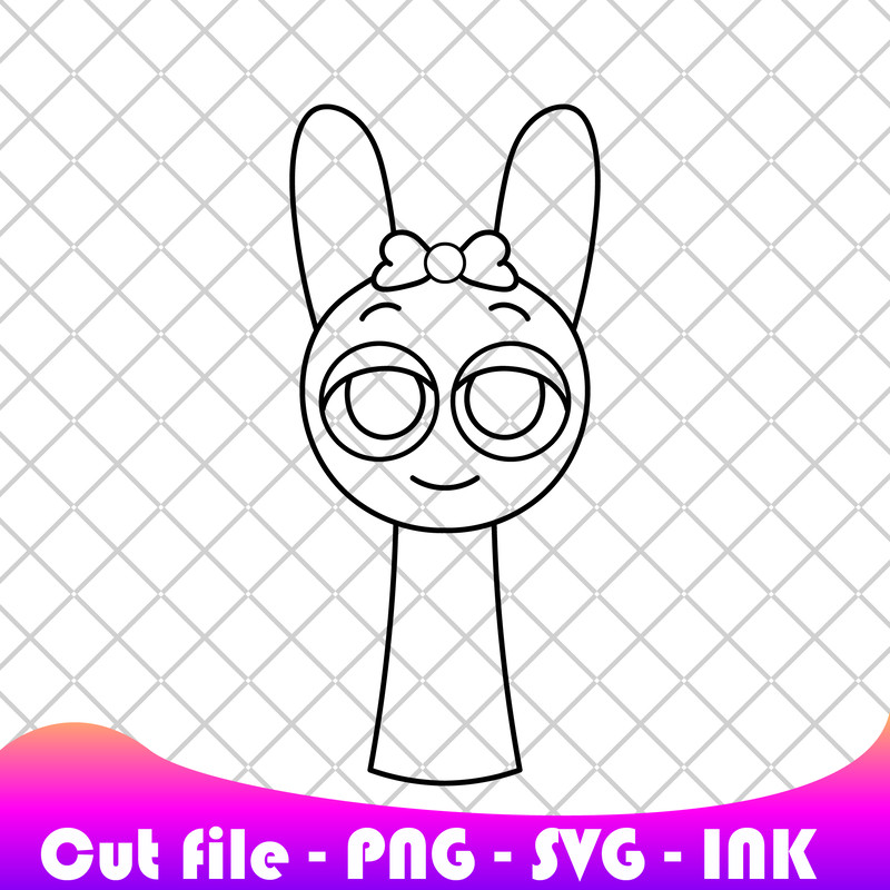 Sprunki Increedibox Pinki SVG PNG Ink Coloring Pages Printable Editable Vector Instant Download 1