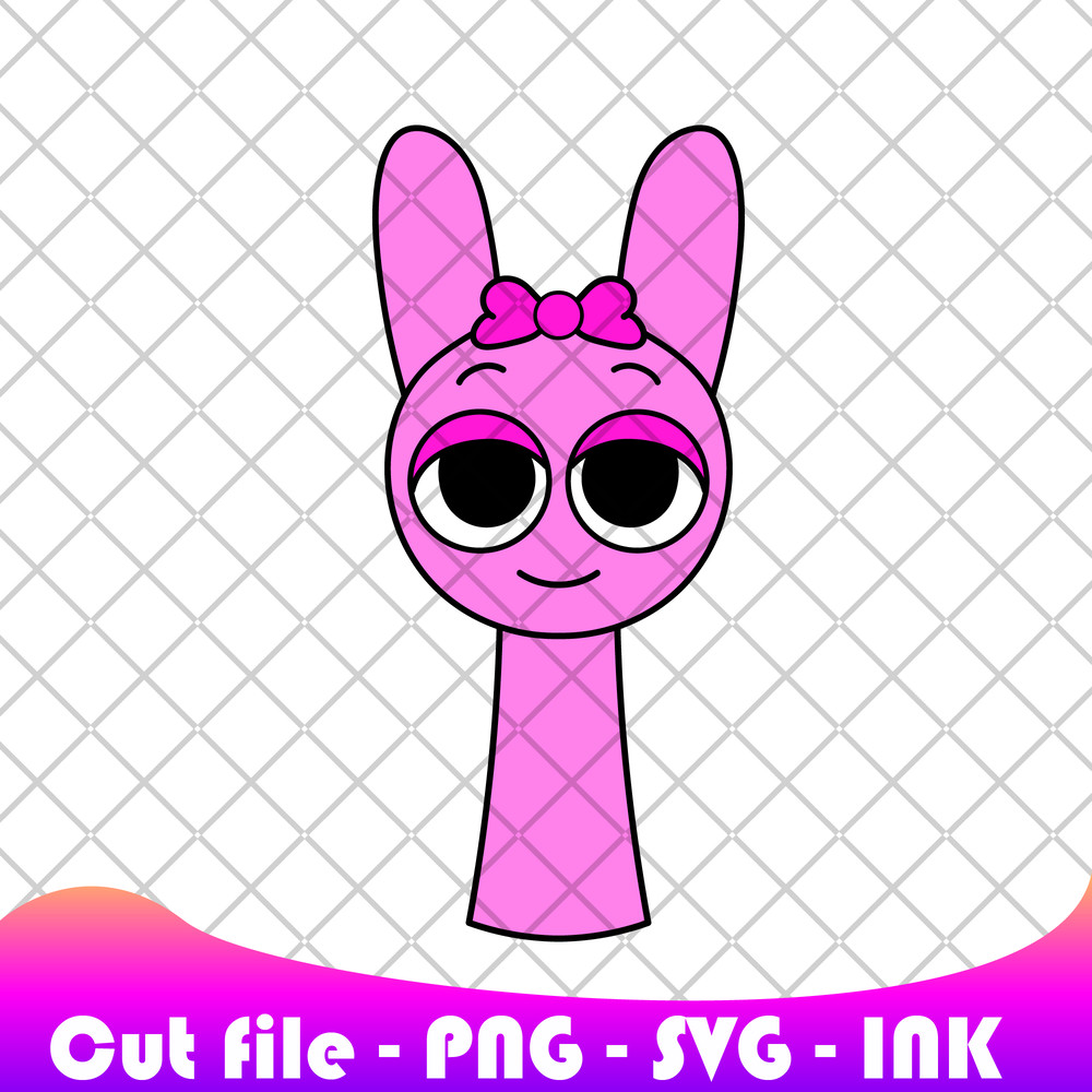 Sprunki Increedibox Pinki SVG PNG Ink Coloring Pages Printable Editable Vector Instant Download 0