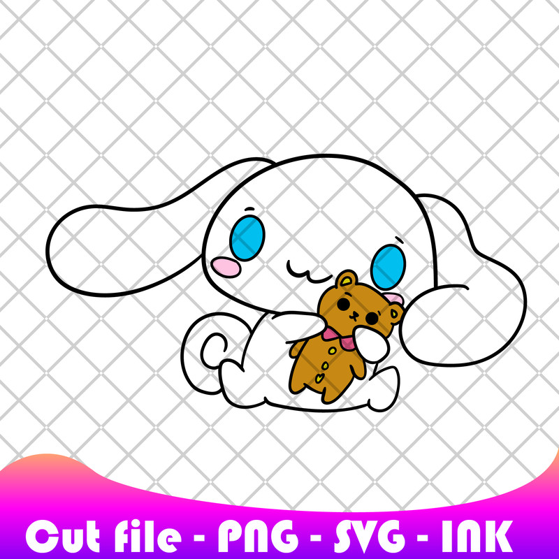 Cinnamoroll Hugging A Teddy Bear SVG PNG Ink Cinnamoroll Coloring Pages Printable Editable Vector I 0