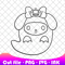 My Melody Ghost SVG PNG Ink Cinnamoroll Coloring Pages Printable Editable Vector Instant Download 1