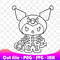 Kuromi Skeleton SVG PNG Ink Coloring Pages Printable Kuromi Skeleton Editable Vector 1