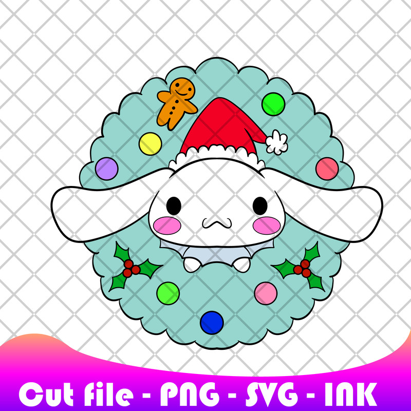 Cinnamoroll Christmas Wreath Sanrio SVG PNG Ink Coloring Pages PrintableCinnamoroll Christmas Edita 0