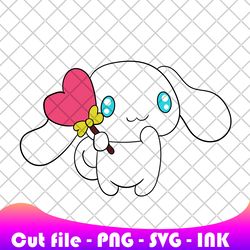 cinnamoroll love, svg, png, ink, coloring pages printable,cinnamoroll love editable vector