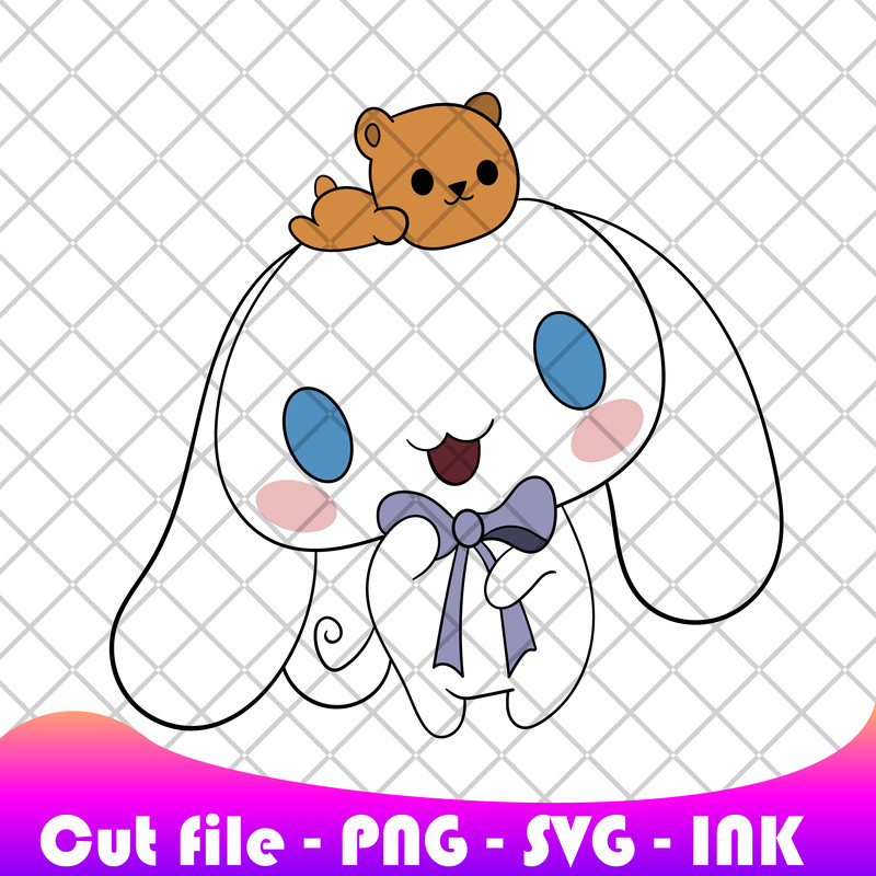 Cinnamoroll With Bear SVG PNG Ink Coloring Pages PrintableCinnamoroll With Bear Editable Vector 0