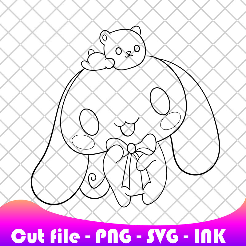 Cinnamoroll With Bear SVG PNG Ink Coloring Pages PrintableCinnamoroll With Bear Editable Vector 1