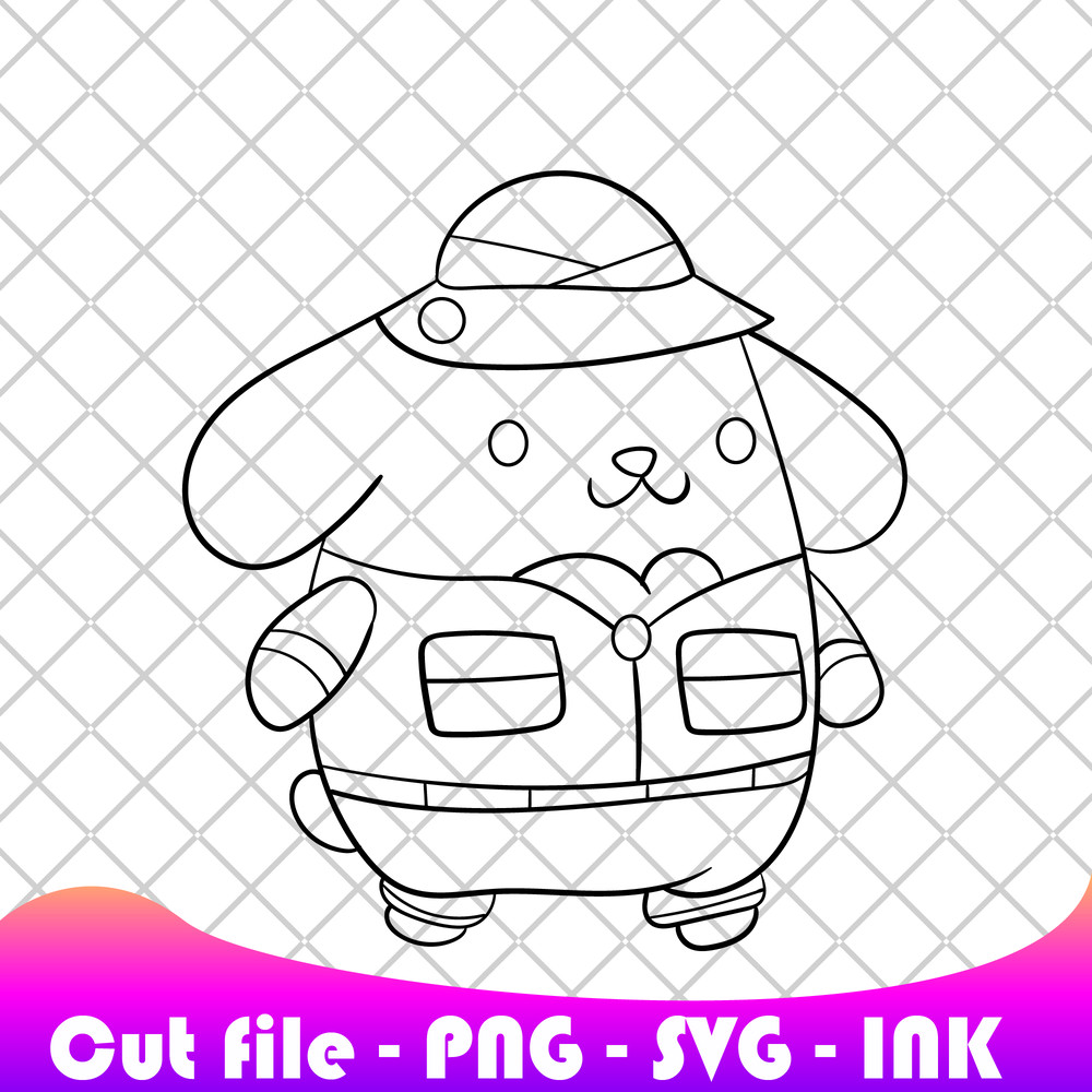Pompompurin Sanrio SVG PNG Ink Coloring Pages Printable Pompompurin SanrioEditable Vector 1