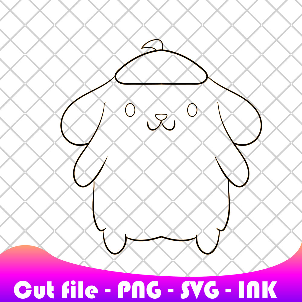 Pompompurin Sanrio SVG PNG Ink Coloring Pages Printable Pompompurin SanrioEditable Vector 1