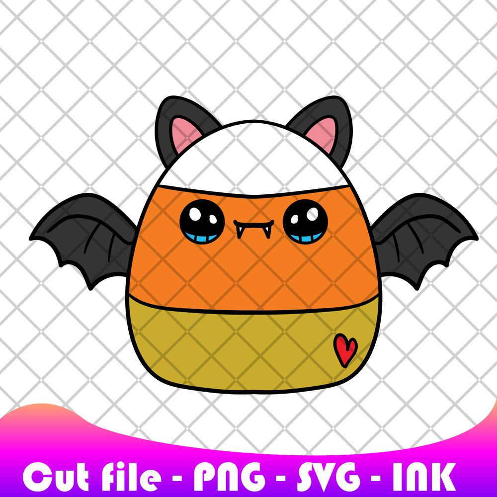Candy Corn Bat SVG PNG Ink Coloring Pages Printable Candy Corn Bat Editable Vector 0
