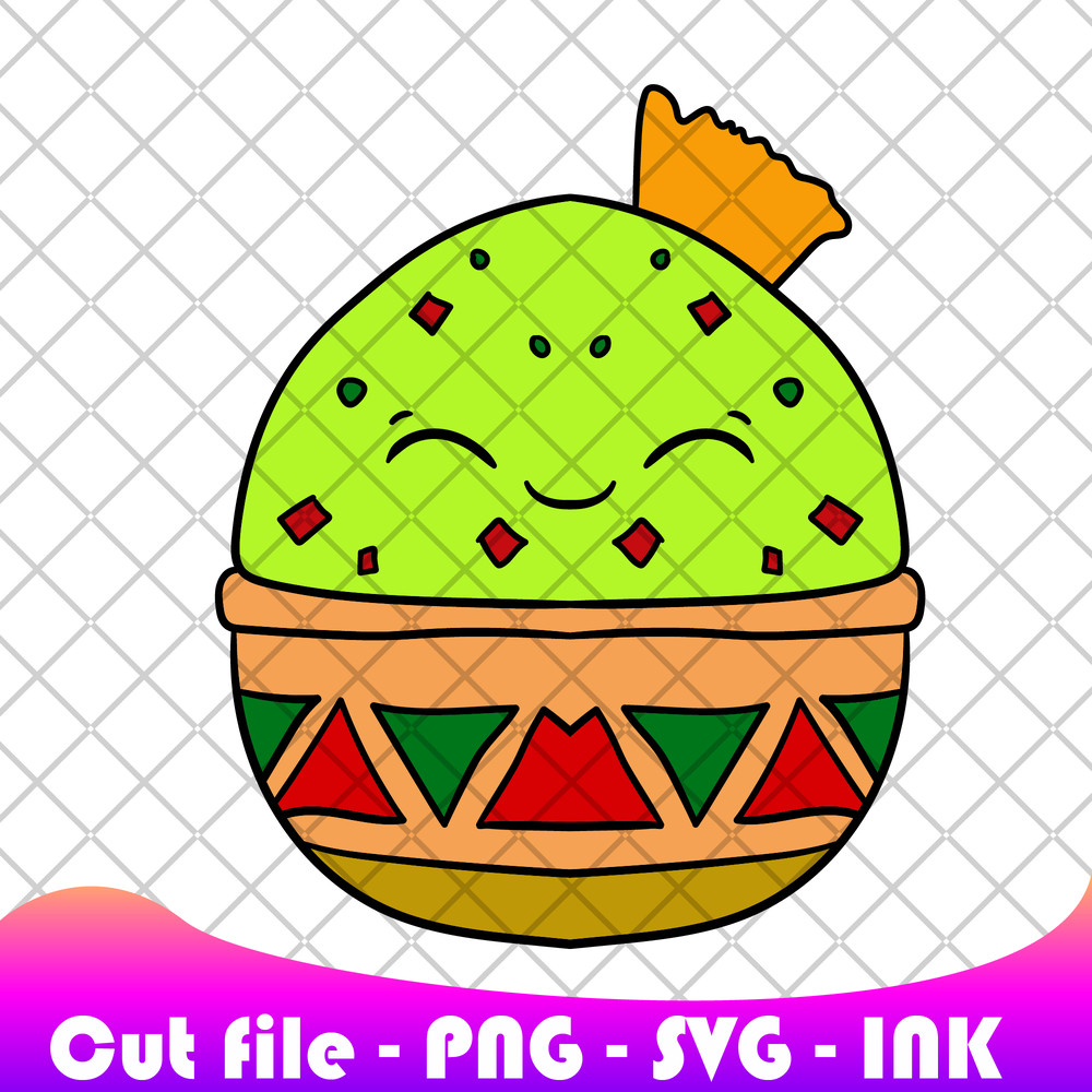 Guacamole Dip And Chip Squishmallows SVG PNG Ink Coloring Pages Printable Editable Vector 0