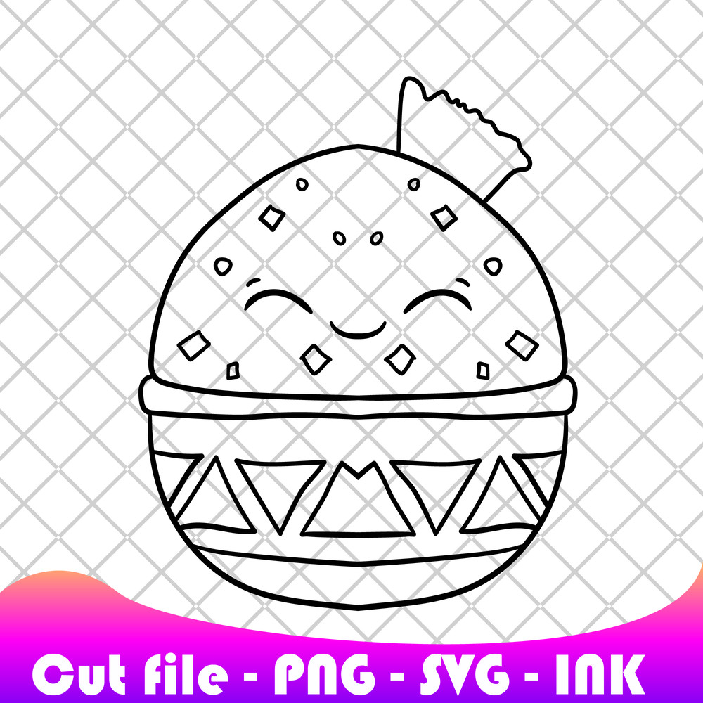 Guacamole Dip And Chip Squishmallows SVG PNG Ink Coloring Pages Printable Editable Vector 1