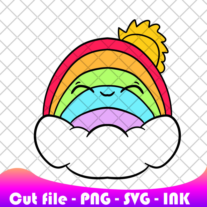 Rainbow Easy Squishmallows SVG PNG Ink Coloring Pages Printable Editable Vector 0