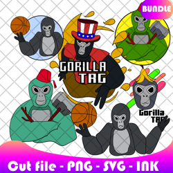 bundle gorilla tag svg, png, ink, gorilla tag coloring pages printable,editable vector