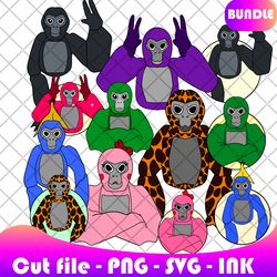 bundle gorilla tag stickers svg, png, ink, gorilla tag coloring pages printable,editable vector gorilla tag svg