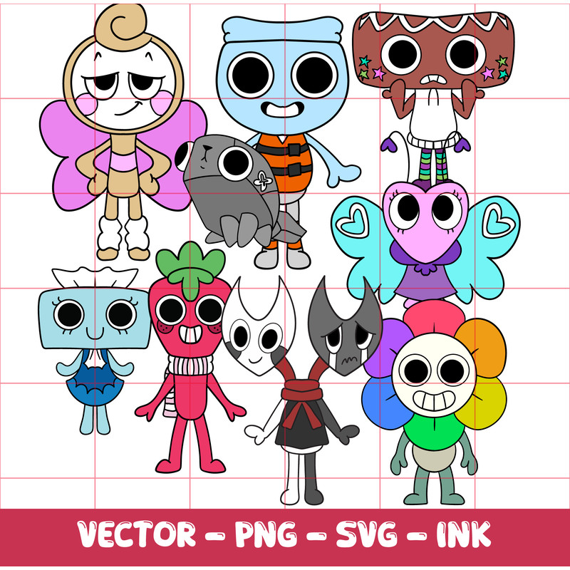 Pack PebbleGlistenFinnCosmoFlutterRodger SproutRazzle Dazzle SVGInkPNG Cricut Design Space Digital 0