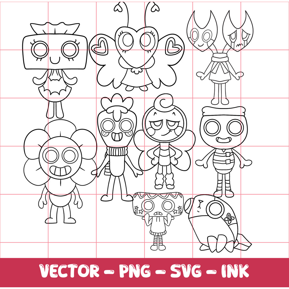 Pack PebbleGlistenFinnCosmoFlutterRodger SproutRazzle Dazzle SVGInkPNG Cricut Design Space Digital 1