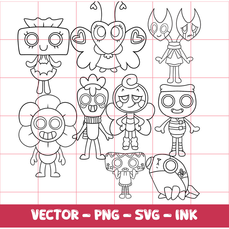 Pack PebbleGlistenFinnCosmoFlutterRodger SproutRazzle Dazzle SVGInkPNG Cricut Design Space Digital 1