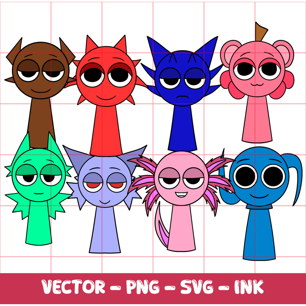 ArthurAxelAzaleaBerry Light PinkBildeNBriAquaArio Sprunki SVGInkPNG Cricut Design SpaceCircut File 0