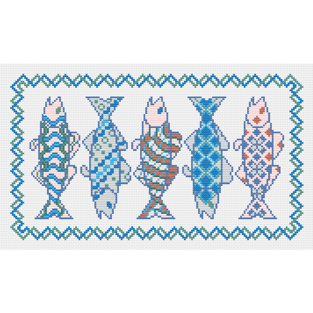 Fish Mosaic Instant Download PDF Cross Stitch Pattern Counted Cross Stitch Chart Digital Pattern Home Decor 1
